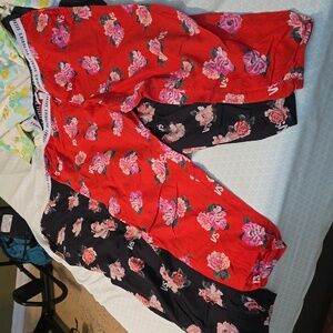 Victoria Secret 100% Cotton Pajama Bottoms Large Red n Black selling together